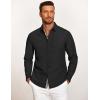 imageCOOFANDY Mens Casual Button Down Shirt Untucked Long Sleeve Stretch Denim Dress ShirtBlack