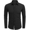 imageCOOFANDY Mens Casual Button Down Shirt Untucked Long Sleeve Stretch Denim Dress ShirtBlack