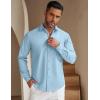 imageCOOFANDY Mens Casual Button Down Shirt Untucked Long Sleeve Stretch Denim Dress ShirtClear Blue