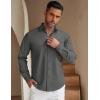 imageCOOFANDY Mens Casual Button Down Shirt Untucked Long Sleeve Stretch Denim Dress ShirtDark Grey