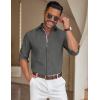 imageCOOFANDY Mens Casual Button Down Shirt Untucked Long Sleeve Stretch Denim Dress ShirtDark Grey
