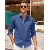 imageCOOFANDY Mens Casual Button Down Shirt Untucked Long Sleeve Stretch Denim Dress ShirtDenim Blue