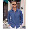 imageCOOFANDY Mens Casual Button Down Shirt Untucked Long Sleeve Stretch Denim Dress ShirtDenim Blue