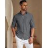 imageCOOFANDY Mens Casual Button Down Shirt Untucked Long Sleeve Stretch Denim Dress ShirtGrey