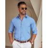 imageCOOFANDY Mens Casual Button Down Shirt Untucked Long Sleeve Stretch Denim Dress ShirtLight Blue