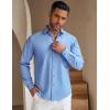 imageCOOFANDY Mens Casual Button Down Shirt Untucked Long Sleeve Stretch Denim Dress ShirtLight Blue