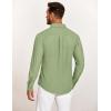 imageCOOFANDY Mens Casual Button Down Shirt Untucked Long Sleeve Stretch Denim Dress ShirtLight Green