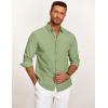 imageCOOFANDY Mens Casual Button Down Shirt Untucked Long Sleeve Stretch Denim Dress ShirtLight Green