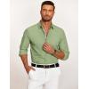 imageCOOFANDY Mens Casual Button Down Shirt Untucked Long Sleeve Stretch Denim Dress ShirtLight Green