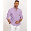 imageCOOFANDY Mens Casual Button Down Shirt Untucked Long Sleeve Stretch Denim Dress ShirtLight Purple