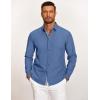 imageCOOFANDY Mens Casual Button Down Shirt Untucked Long Sleeve Stretch Denim Dress ShirtNavy