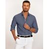 imageCOOFANDY Mens Casual Button Down Shirt Untucked Long Sleeve Stretch Denim Dress ShirtNavy Blue