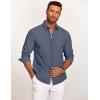 imageCOOFANDY Mens Casual Button Down Shirt Untucked Long Sleeve Stretch Denim Dress ShirtNavy Blue