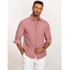 imageCOOFANDY Mens Casual Button Down Shirt Untucked Long Sleeve Stretch Denim Dress ShirtPink