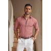 imageCOOFANDY Mens Casual Button Down Shirt Untucked Long Sleeve Stretch Denim Dress ShirtPink