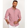 imageCOOFANDY Mens Casual Button Down Shirt Untucked Long Sleeve Stretch Denim Dress ShirtPurple Red