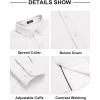 imageCOOFANDY Mens Casual Button Down Shirt Untucked Long Sleeve Stretch Denim Dress ShirtWhite