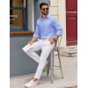 imageCOOFANDY Mens Casual Button Down Shirts Long Sleeve Regualar Fit Dress Shirt Oxford Shirts for MenBlue