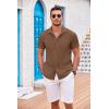 imageCOOFANDY Mens Casual Button Down Shirts Short Sleeve Textured Summer Beach Shirt with PocketBrown