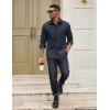 imageCOOFANDY Mens Casual Button Down Work Shirts Untucked Long Sleeve Woven Shirt with PocketsNavy Blue