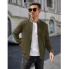 imageCOOFANDY Mens Casual Jacket Lightweight Waffle Bomber Sweatshirt Sweater Jacket Zip Up Varsity CoatArmy Green