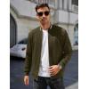 imageCOOFANDY Mens Casual Jacket Lightweight Waffle Bomber Sweatshirt Sweater Jacket Zip Up Varsity CoatArmy Green