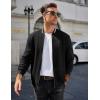 imageCOOFANDY Mens Casual Jacket Lightweight Waffle Bomber Sweatshirt Sweater Jacket Zip Up Varsity CoatBlack