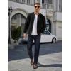 imageCOOFANDY Mens Casual Jacket Lightweight Waffle Bomber Sweatshirt Sweater Jacket Zip Up Varsity CoatBlack
