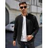imageCOOFANDY Mens Casual Jacket Lightweight Waffle Bomber Sweatshirt Sweater Jacket Zip Up Varsity CoatBlack