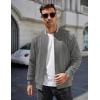 imageCOOFANDY Mens Casual Jacket Lightweight Waffle Bomber Sweatshirt Sweater Jacket Zip Up Varsity CoatDark Grey