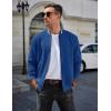 imageCOOFANDY Mens Casual Jacket Lightweight Waffle Bomber Sweatshirt Sweater Jacket Zip Up Varsity CoatDenim Blue