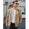 imageCOOFANDY Mens Casual Jacket Lightweight Waffle Bomber Sweatshirt Sweater Jacket Zip Up Varsity CoatKhaki
