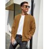 imageCOOFANDY Mens Casual Jacket Lightweight Waffle Bomber Sweatshirt Sweater Jacket Zip Up Varsity CoatLight Brown