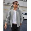 imageCOOFANDY Mens Casual Jacket Lightweight Waffle Bomber Sweatshirt Sweater Jacket Zip Up Varsity CoatLight Grey