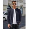 imageCOOFANDY Mens Casual Jacket Lightweight Waffle Bomber Sweatshirt Sweater Jacket Zip Up Varsity CoatNavy Blue