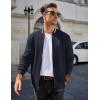 imageCOOFANDY Mens Casual Jacket Lightweight Waffle Bomber Sweatshirt Sweater Jacket Zip Up Varsity CoatNavy Blue