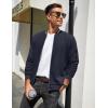 imageCOOFANDY Mens Casual Jacket Lightweight Waffle Bomber Sweatshirt Sweater Jacket Zip Up Varsity CoatNavy Blue