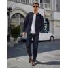 imageCOOFANDY Mens Casual Jacket Lightweight Waffle Bomber Sweatshirt Sweater Jacket Zip Up Varsity CoatNavy Blue