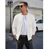 imageCOOFANDY Mens Casual Jacket Lightweight Waffle Bomber Sweatshirt Sweater Jacket Zip Up Varsity CoatWhite