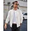 imageCOOFANDY Mens Casual Jacket Lightweight Waffle Bomber Sweatshirt Sweater Jacket Zip Up Varsity CoatWhite