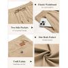 imageCOOFANDY Mens Casual Pants Elastic Waist Chino Pants Lightweight Drawstring Pants with PocketsAkhaki