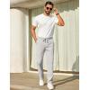 imageCOOFANDY Mens Casual Pants Elastic Waist Chino Pants Lightweight Drawstring Pants with PocketsLight Gray