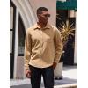imageCOOFANDY Mens Casual Shirt Long Sleeve Button Down Lightweight Flannel ShirtsKhaki