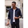 imageCOOFANDY Mens Casual Shirt Long Sleeve Button Down Lightweight Flannel ShirtsNavy