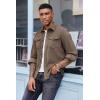imageCOOFANDY Mens Corduroy Button Down Shirts Jackets Casual Long Sleeve Shacket Lightweight Overshirts with Flap PocketsBrown