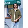 imageCOOFANDY Mens Corduroy Button Down Shirts Jackets Casual Long Sleeve Shacket Lightweight Overshirts with Flap PocketsDark Green