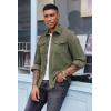 imageCOOFANDY Mens Corduroy Button Down Shirts Jackets Casual Long Sleeve Shacket Lightweight Overshirts with Flap PocketsDark Green