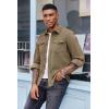imageCOOFANDY Mens Corduroy Button Down Shirts Jackets Casual Long Sleeve Shacket Lightweight Overshirts with Flap PocketsKhaki
