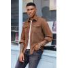 imageCOOFANDY Mens Corduroy Button Down Shirts Jackets Casual Long Sleeve Shacket Lightweight Overshirts with Flap PocketsLight Brown