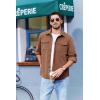 imageCOOFANDY Mens Corduroy Button Down Shirts Jackets Casual Long Sleeve Shacket Lightweight Overshirts with Flap PocketsLight Brown